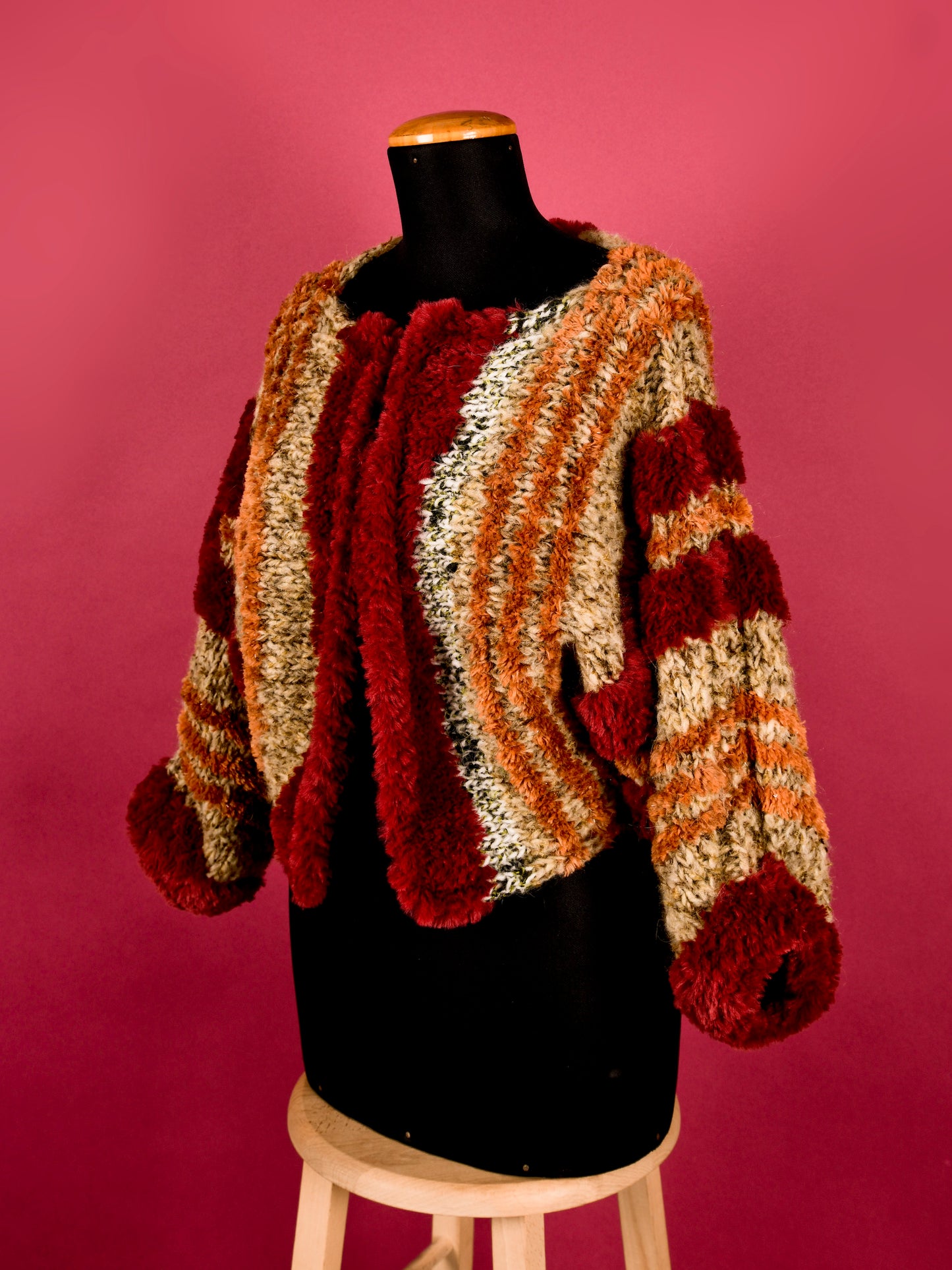 Giacca in pelliccia ecologica e lana merinos